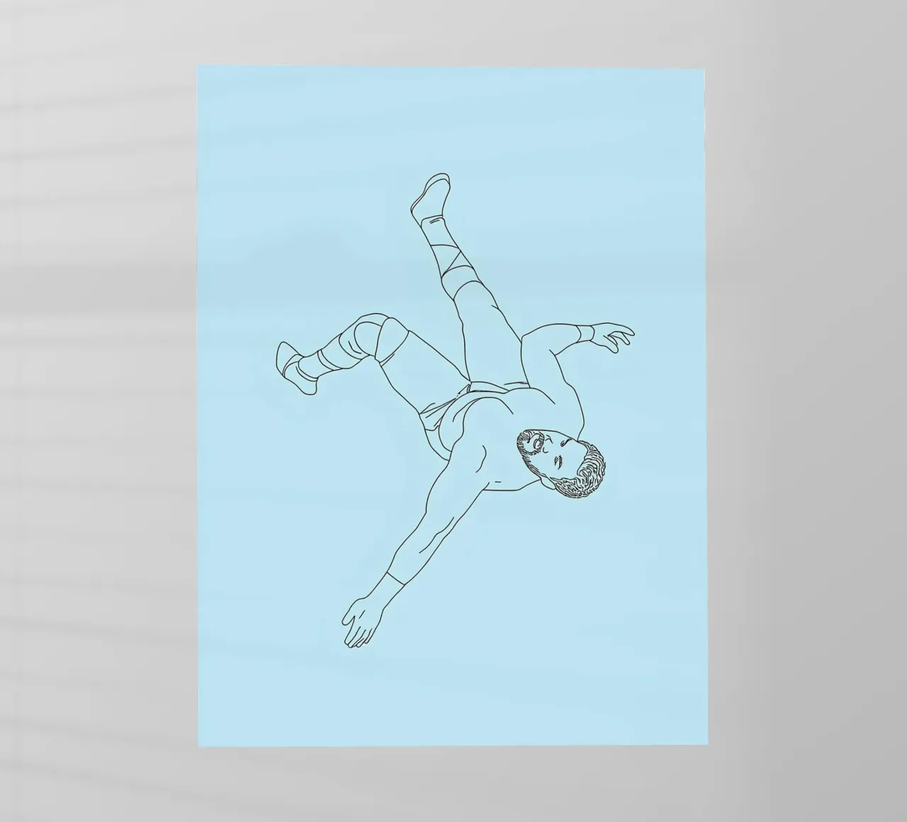 Line art minimalista di un lottatore pellicola backlit da Viv Line Art