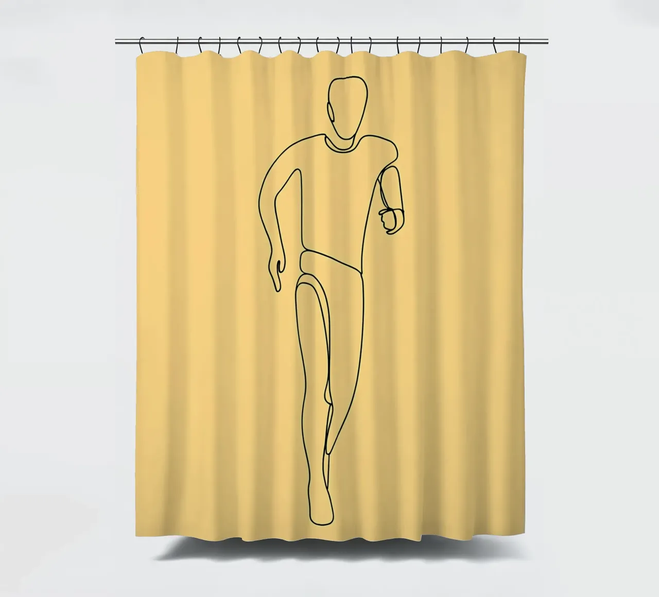 Athlete Running Minimalist Line Art shower curtain by Viv Line Art