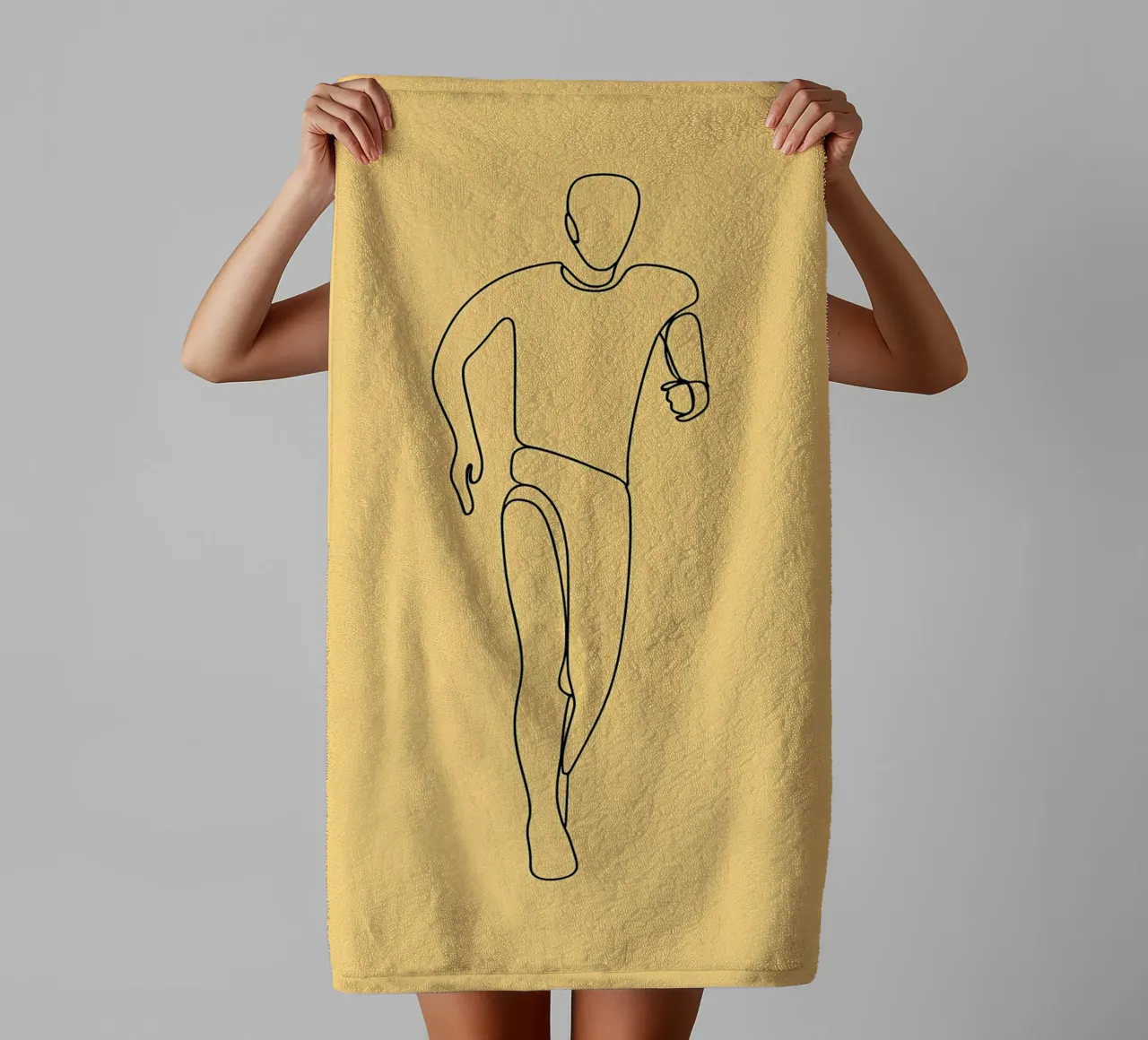 Athlete Running Minimalist Line Art towel by Viv Line Art