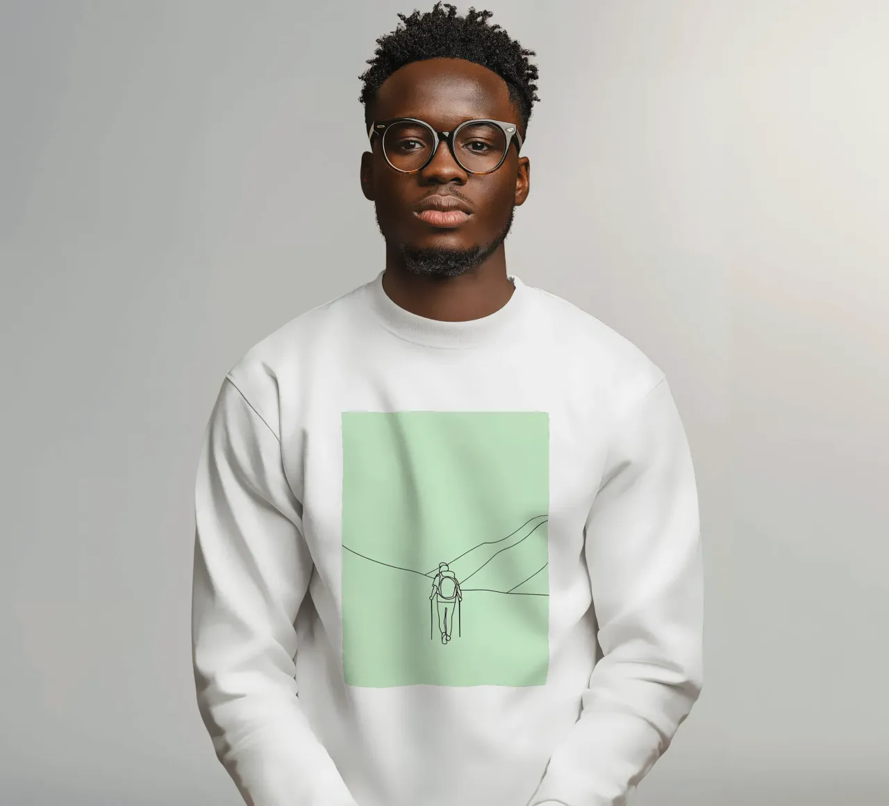 Senderista en la montaña Minimalist Line Art sudadera de Viv Line Art