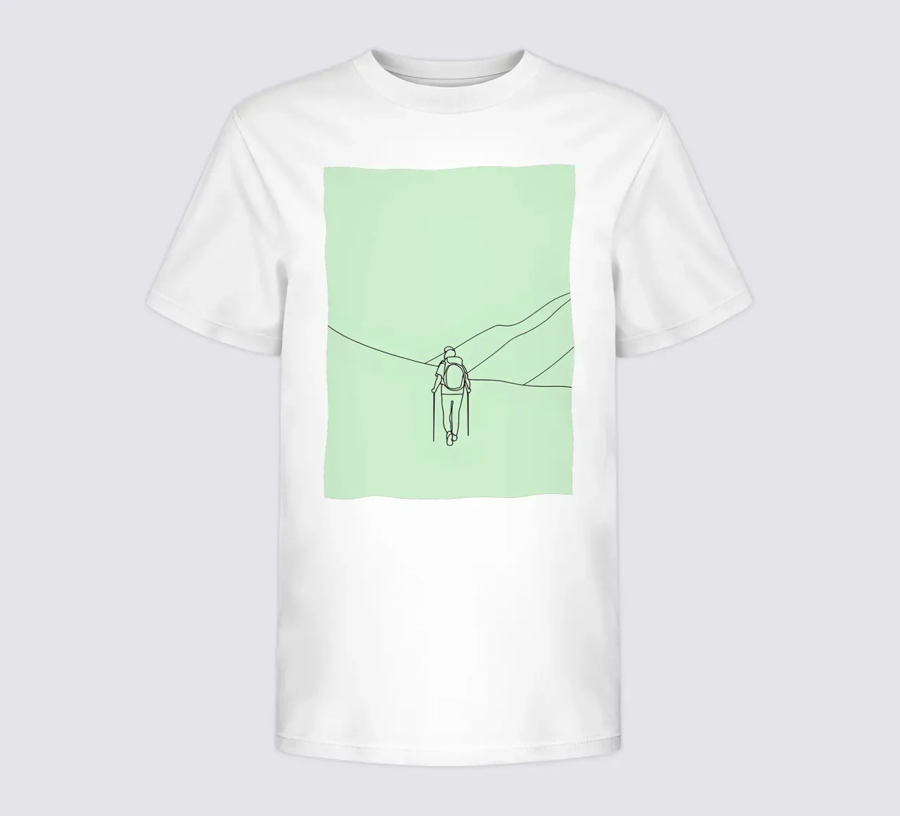 Hiker in Mountain Minimalist Line Art kids t-shirt by Viv Line Art