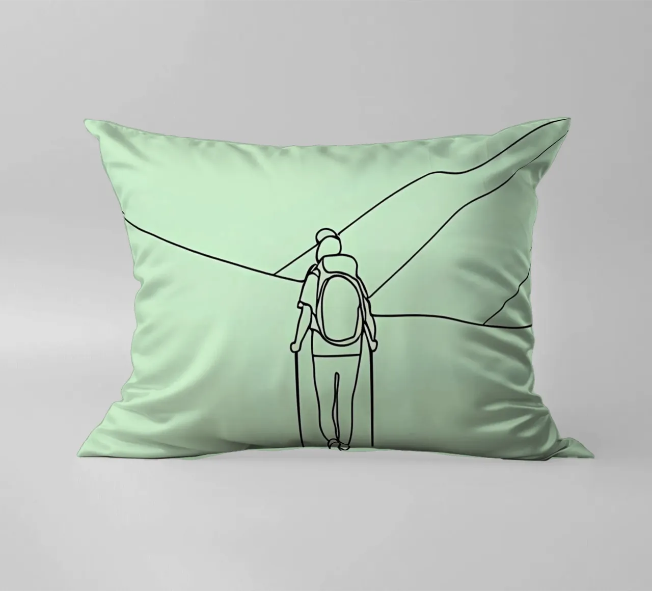 Hiker in Mountain Minimalist Line Art decorative cushion by Viv Line Art