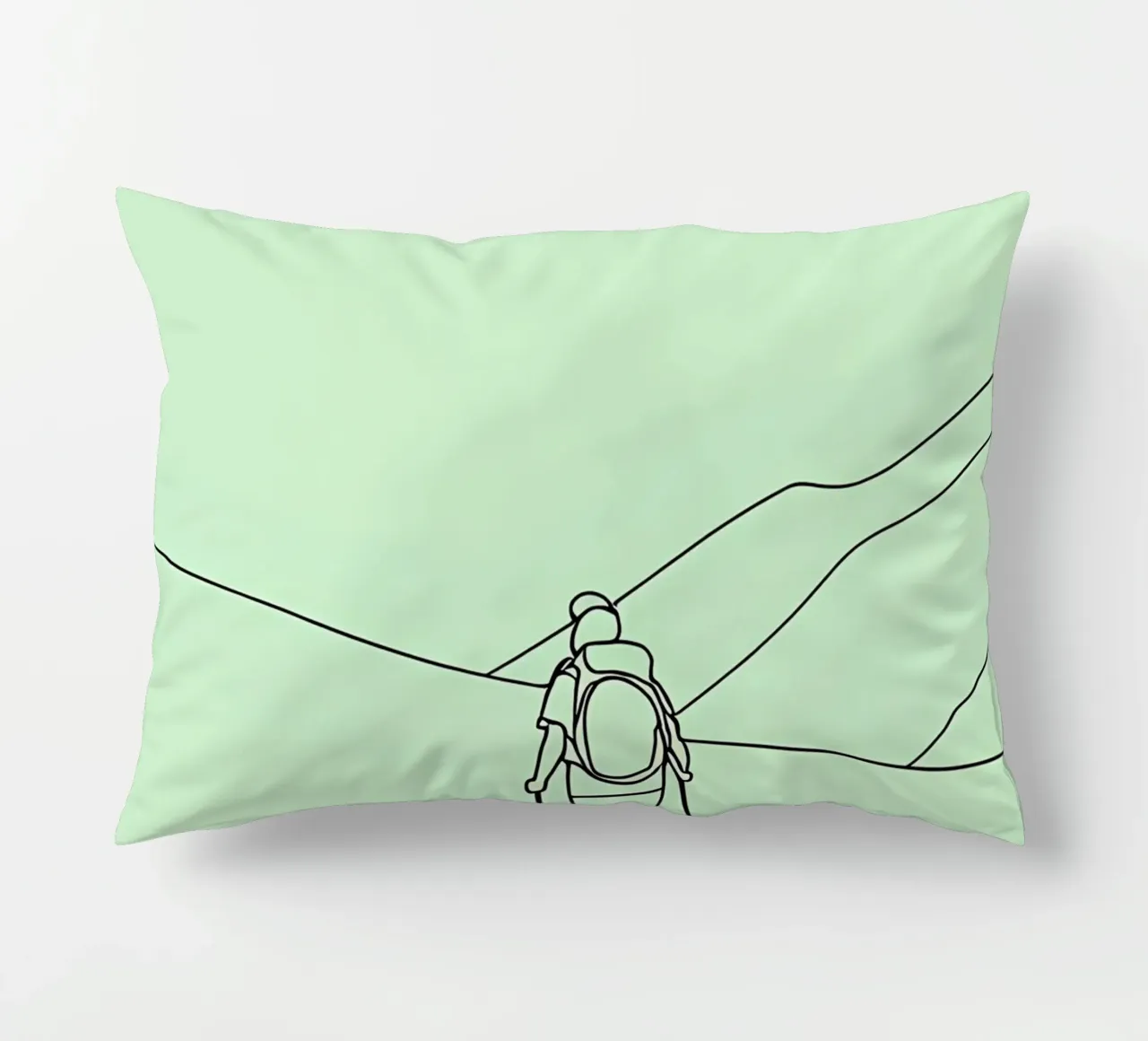 Hiker in Mountain Minimalist Line Art decorative cushion by Viv Line Art