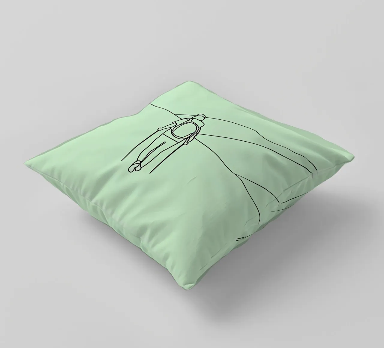 Hiker in Mountain Minimalist Line Art decorative cushion by Viv Line Art