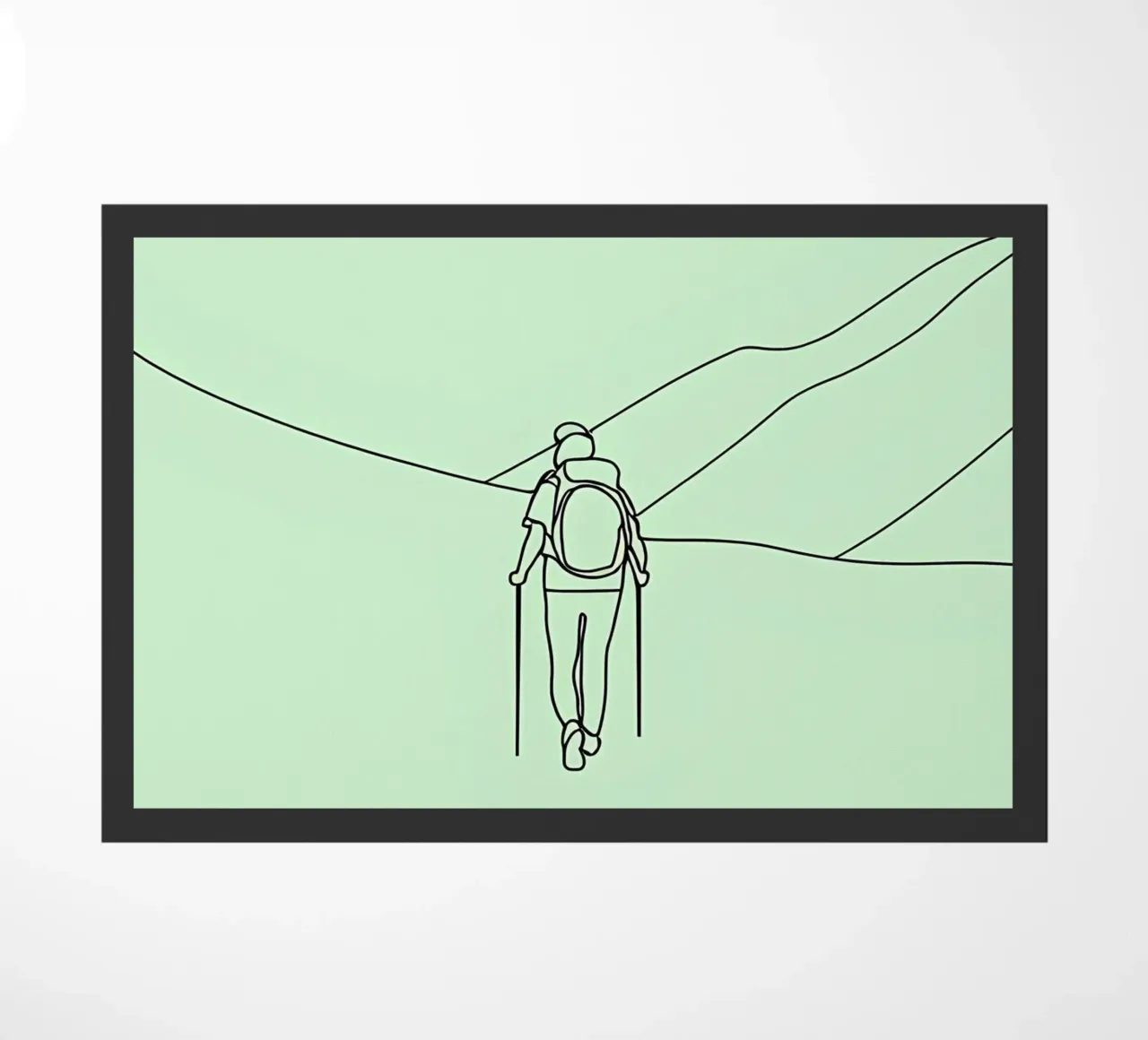 Senderista en la montaña Minimalist Line Art felpudo de Viv Line Art