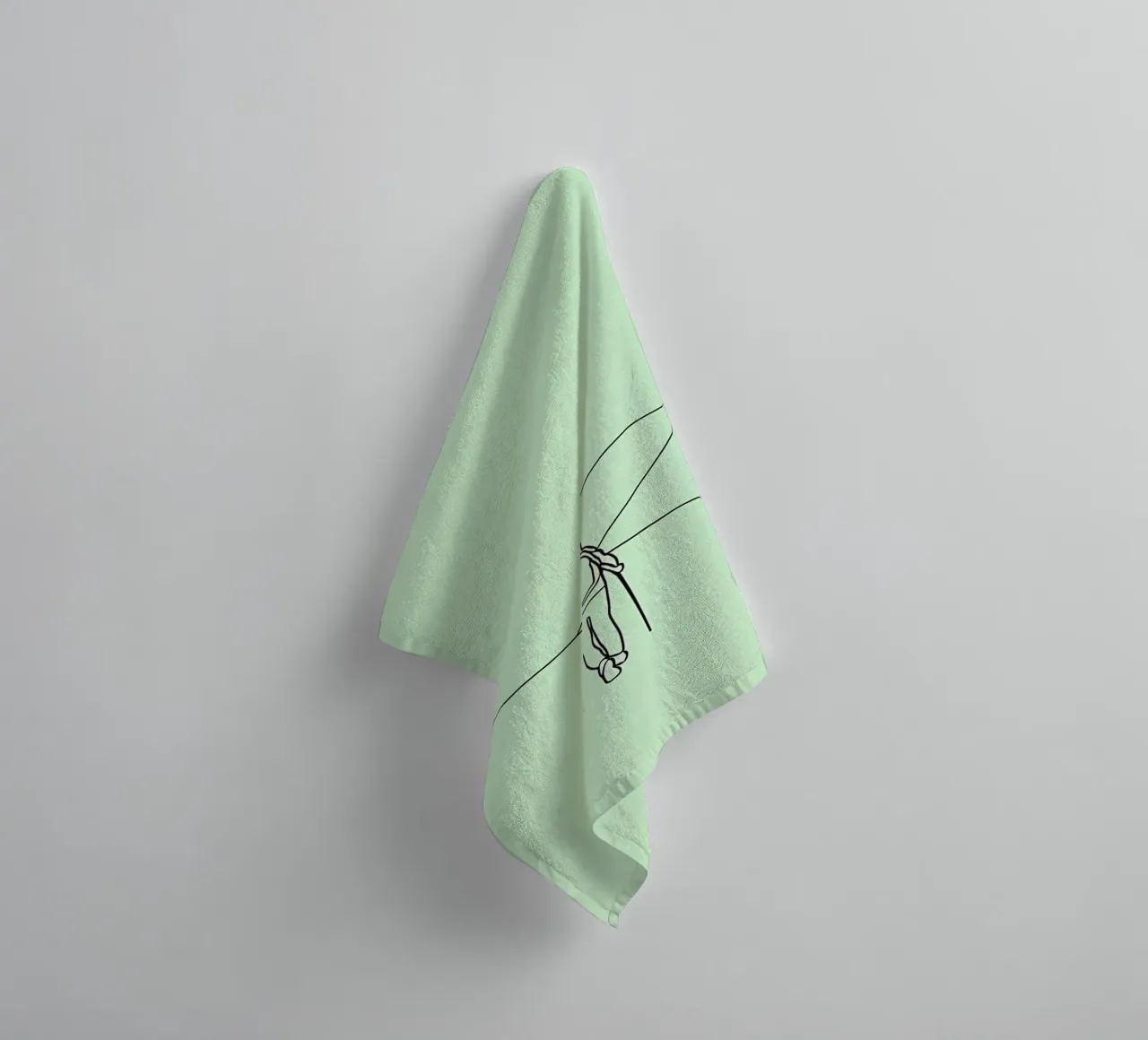 Hiker in Mountain Minimalist Line Art towel by Viv Line Art