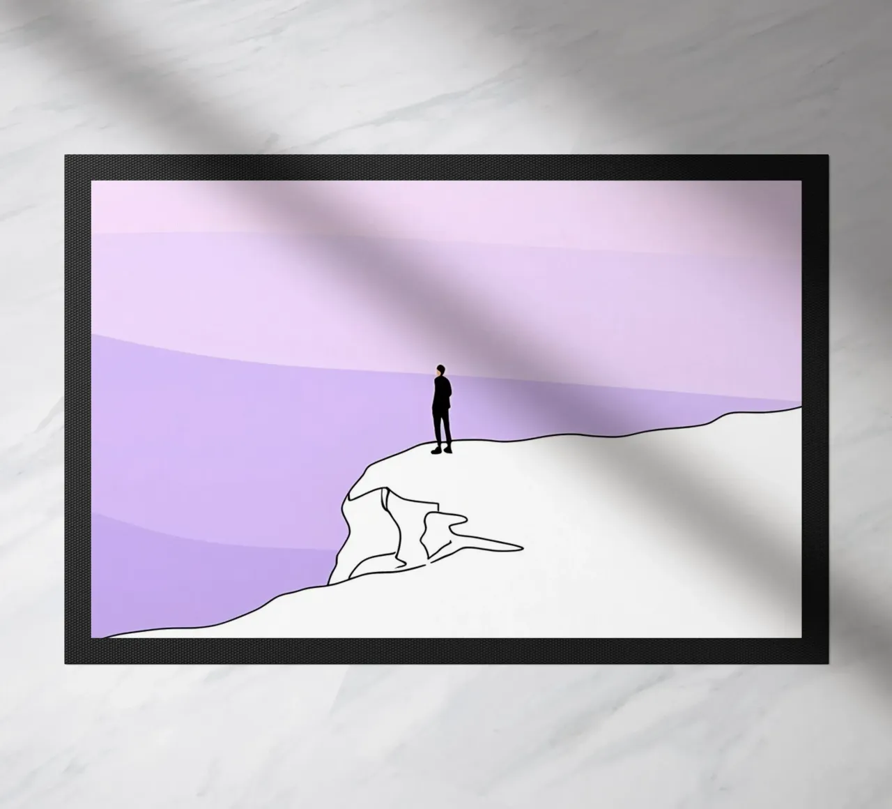 Persona in piedi su una scogliera Line Art minimalista zerbino da Viv Line Art