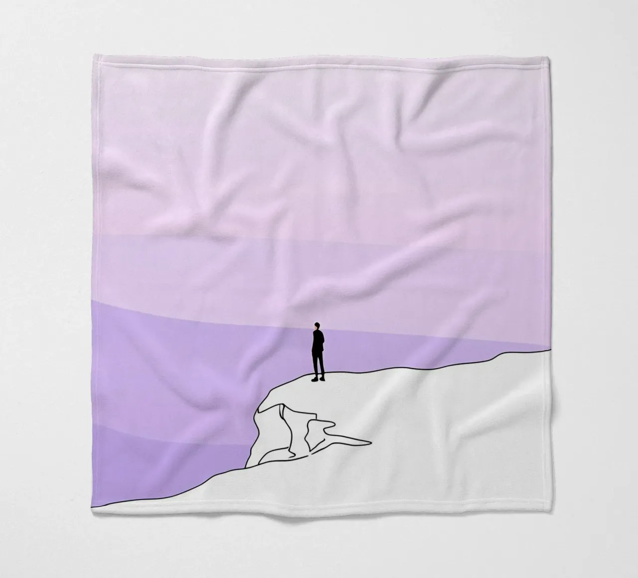 Persona in piedi su una scogliera Line Art minimalista coperta in pile da Viv Line Art