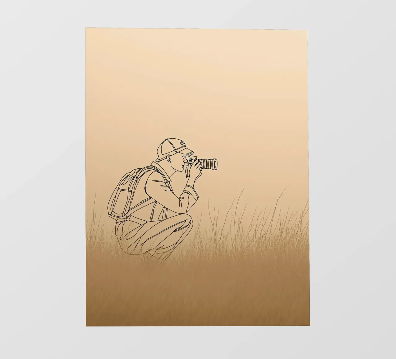 Fotograf, der Fotos macht Minimalistische Linienkunst Backlit Folie von Viv Line Art