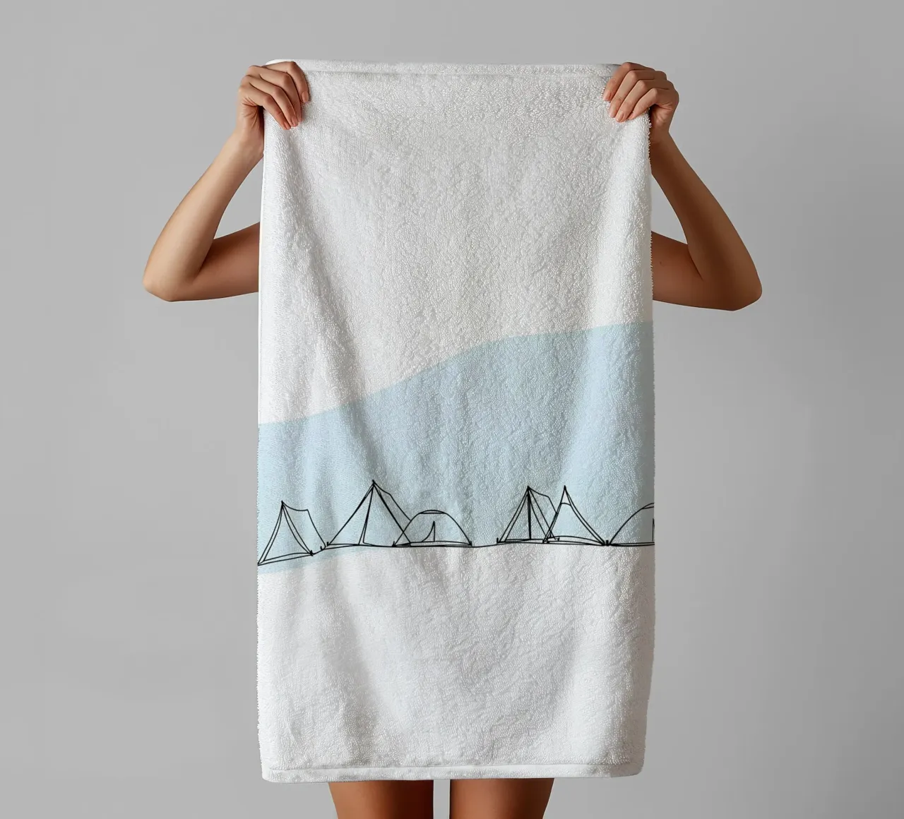 Camping Zelte Minimalist Line Art Handtuch von Viv Line Art