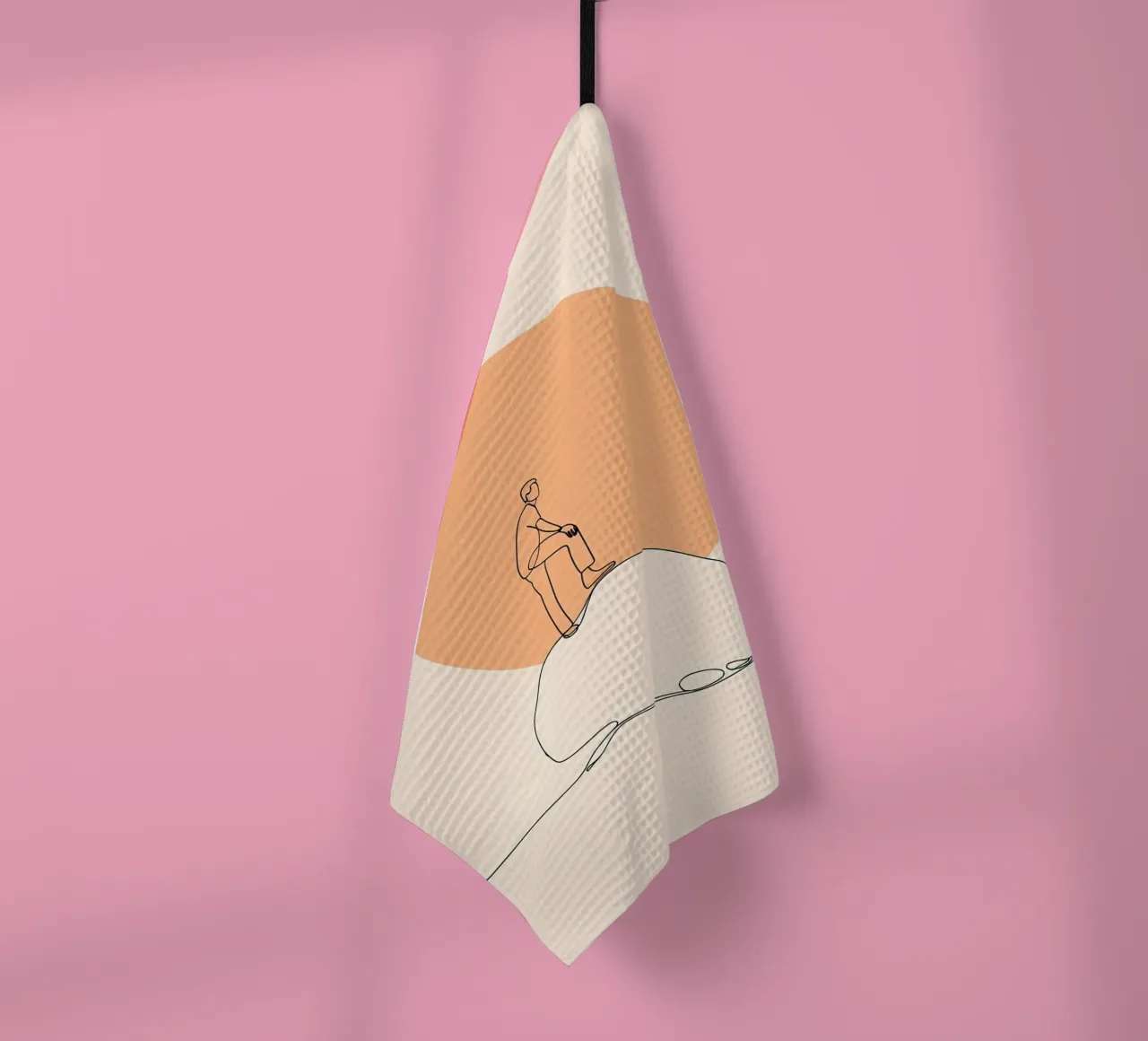 Person, die auf einem Felsen steht Minimalist Line Art Geschirrtuch von Viv Line Art
