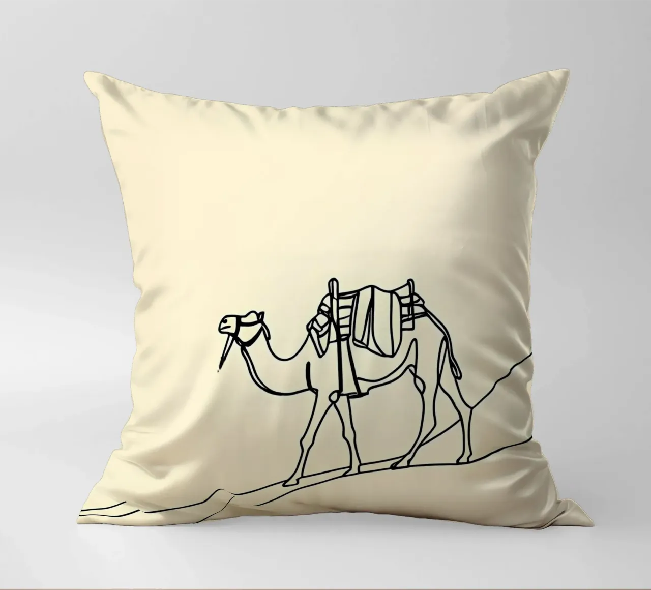 Camel in Desert Minimalist Line Art coussin de Viv Line Art