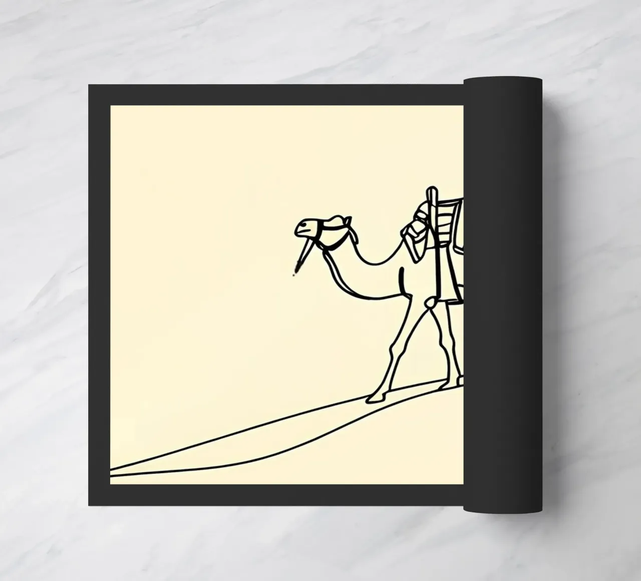 Camel in Desert Minimalist Line Art Fußmatte von Viv Line Art