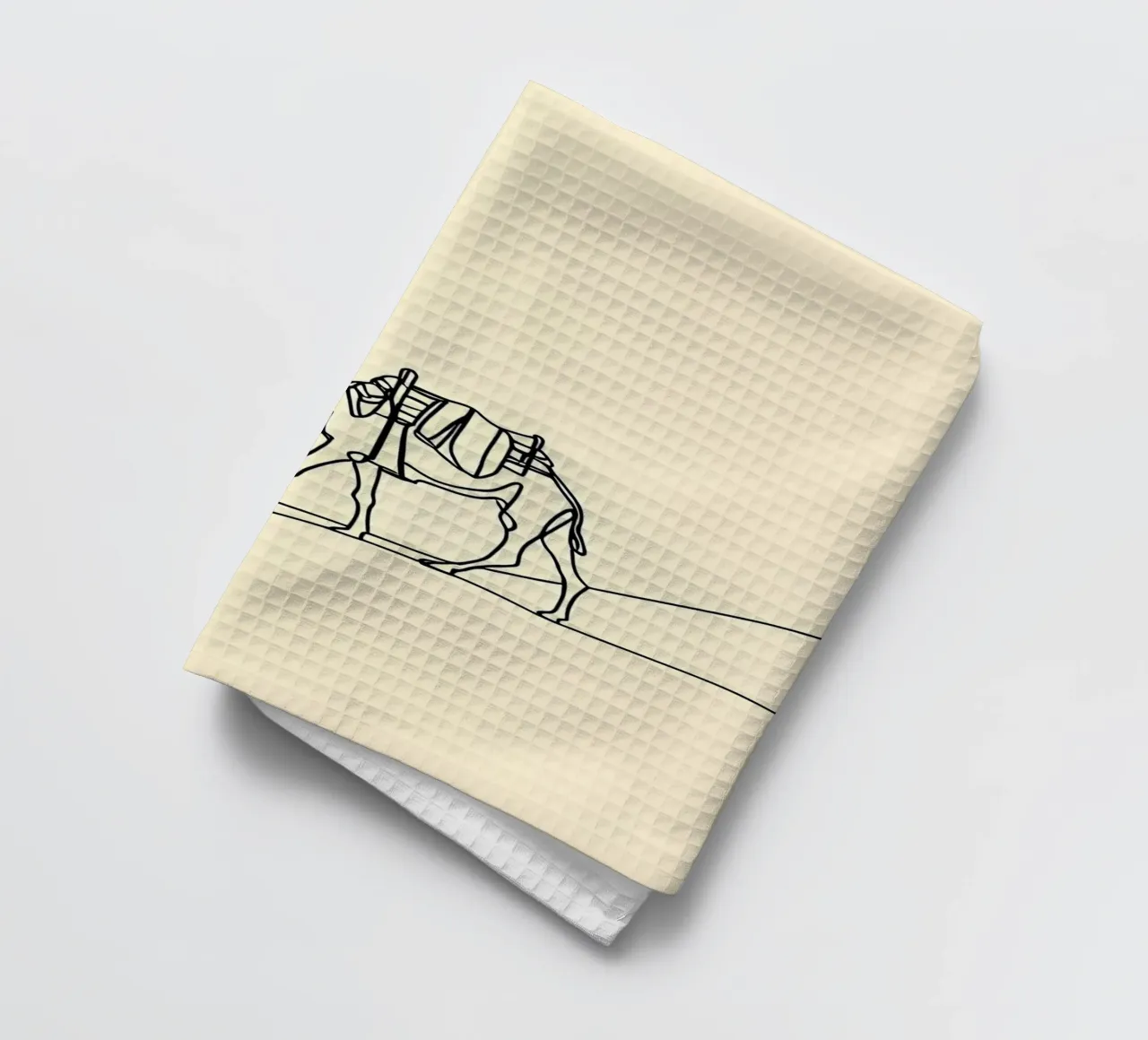 Camel in Desert Minimalist Line Art Geschirrtuch von Viv Line Art
