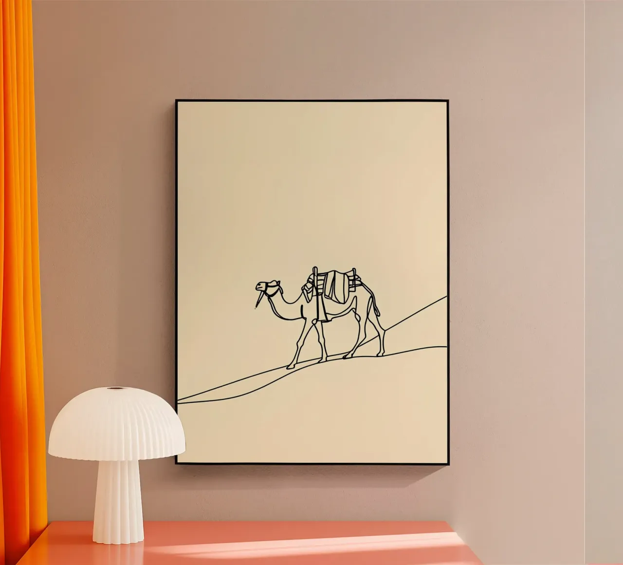Camel in Desert Minimalist Line Art Acryl-Glas von Viv Line Art
