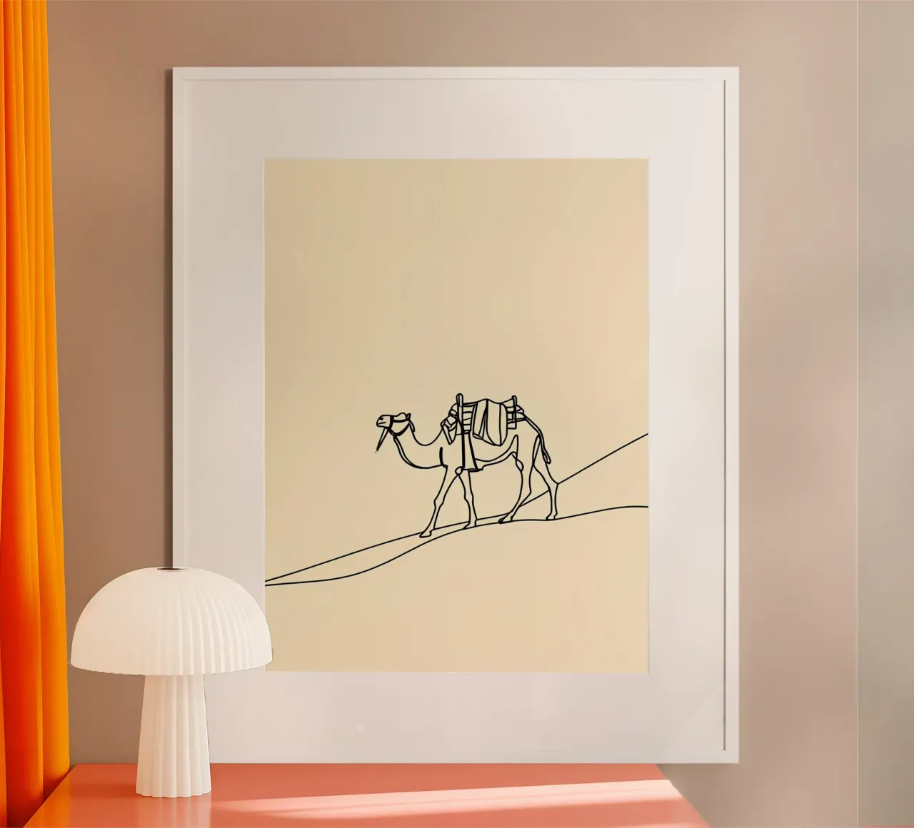 Camel in Desert Minimalist Line Art poster de Viv Line Art