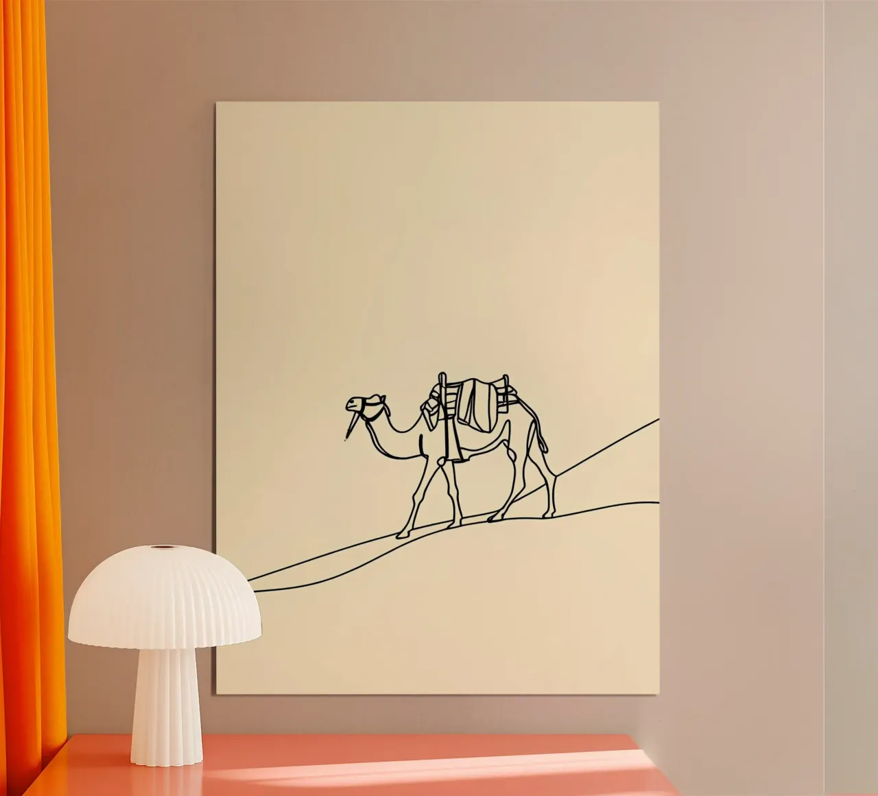 Camel in Desert Minimalist Line Art poster de Viv Line Art