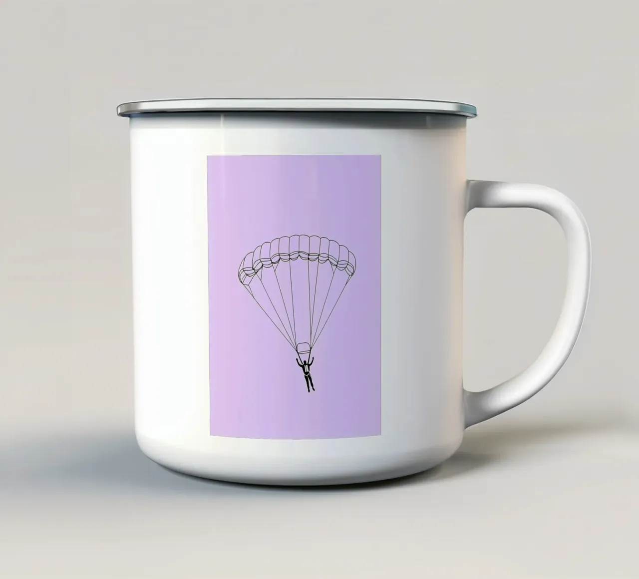 Line art minimalista del paracadutista tazza in smalto da Viv Line Art