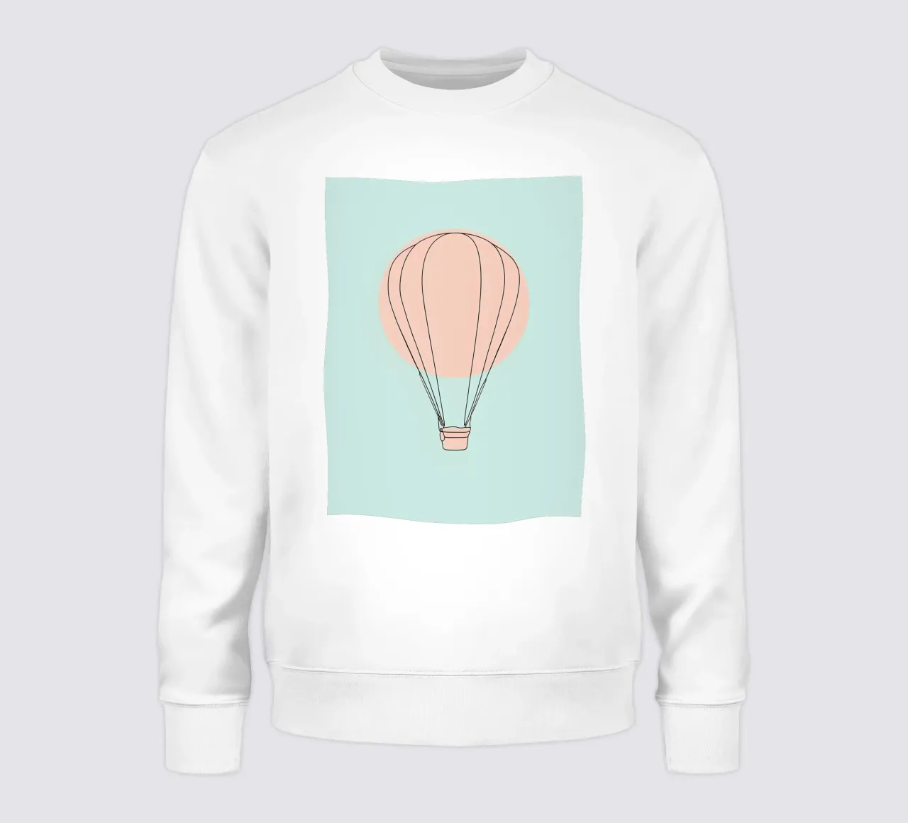 Disegno lineare minimalista di una mongolfiera felpa da Viv Line Art