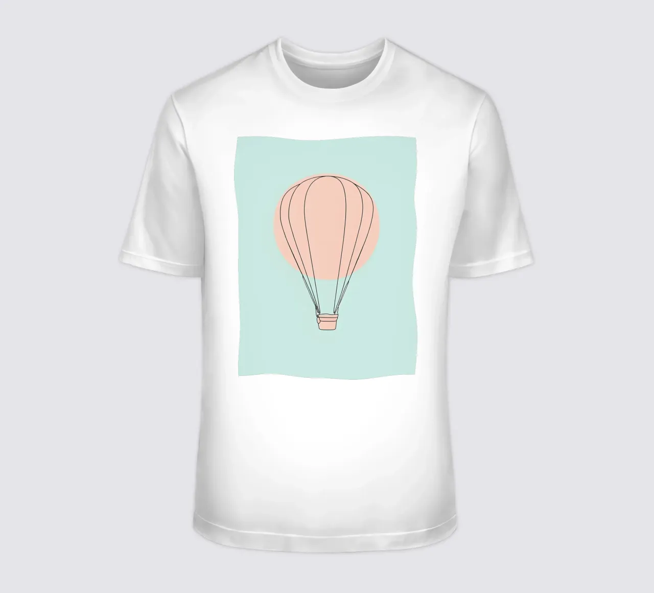 Hot Air Balloon Minimalist Line Art Drawing t-shirt by Viv Line Art