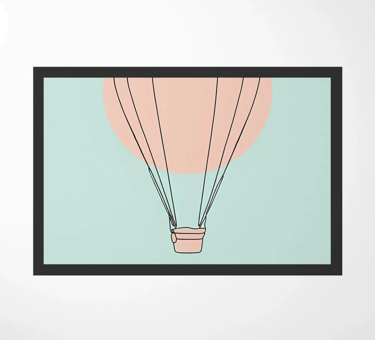 Disegno lineare minimalista di una mongolfiera zerbino da Viv Line Art
