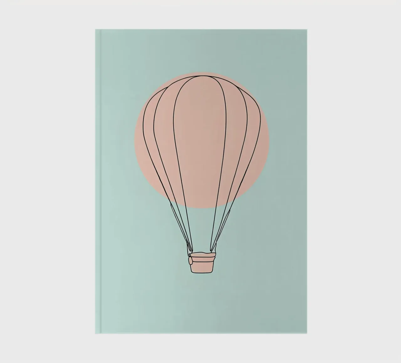 Hot Air Balloon Minimalist Line Art Drawing notebook by Viv Line Art