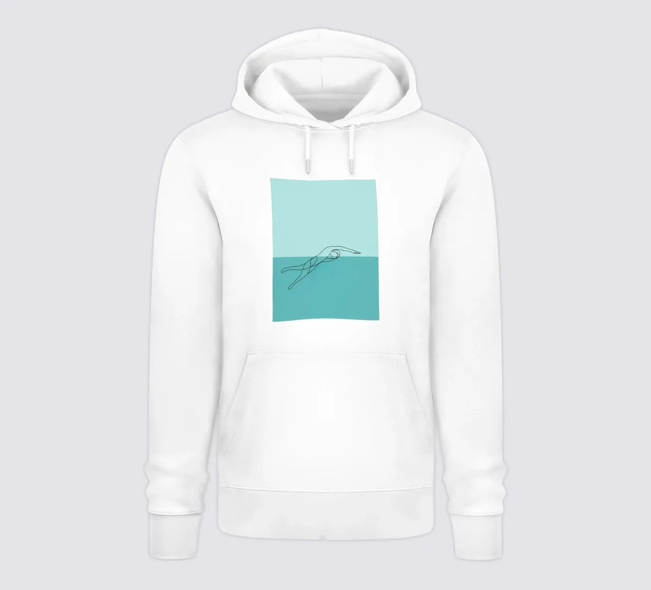 Nuotatore Line Art minimalista felpa con cappuccio da Viv Line Art