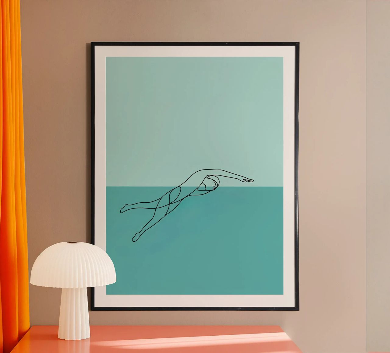 Swimmer Minimalist Line Art Poster von Viv Line Art