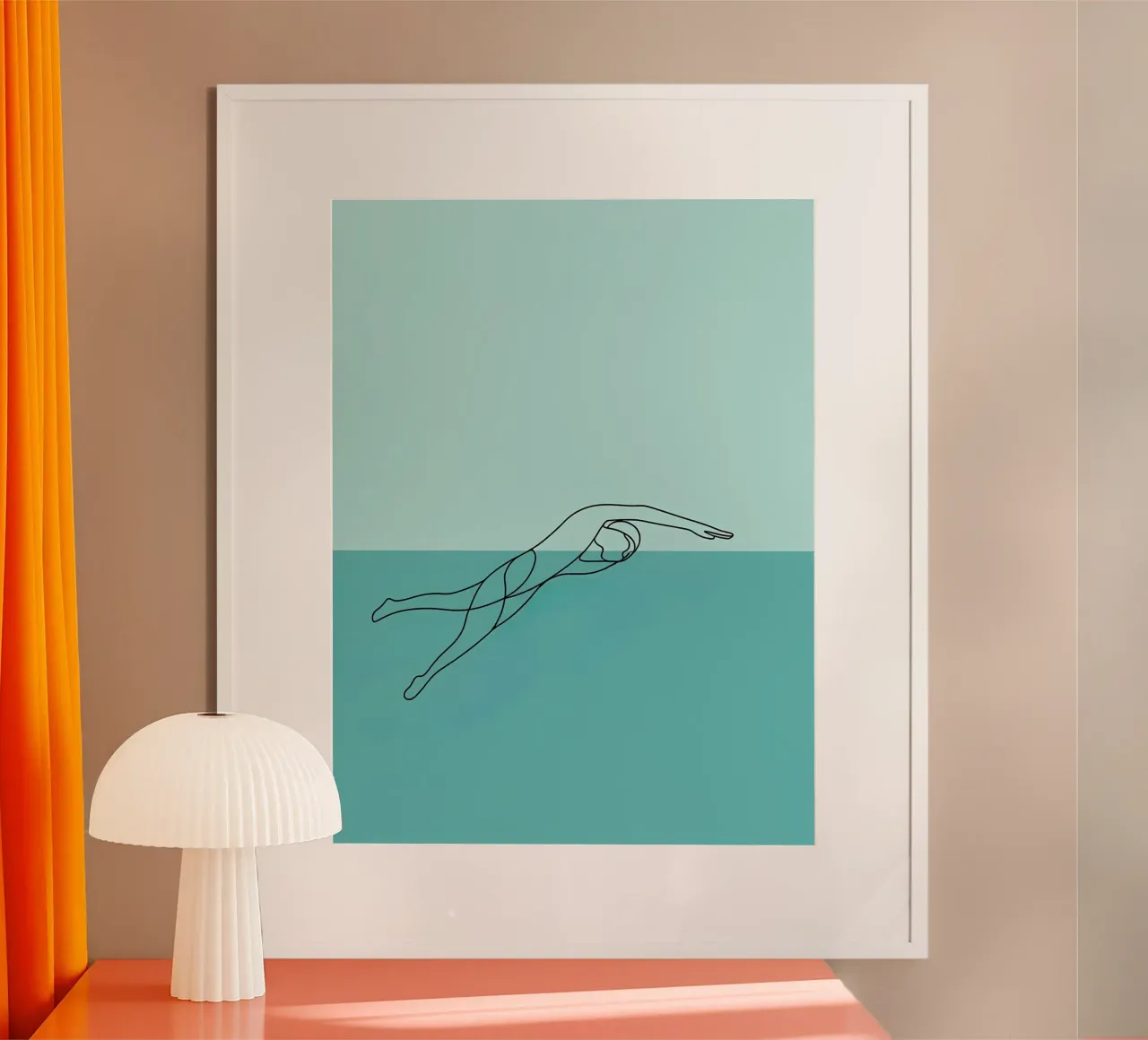 Nuotatore Line Art minimalista poster da Viv Line Art