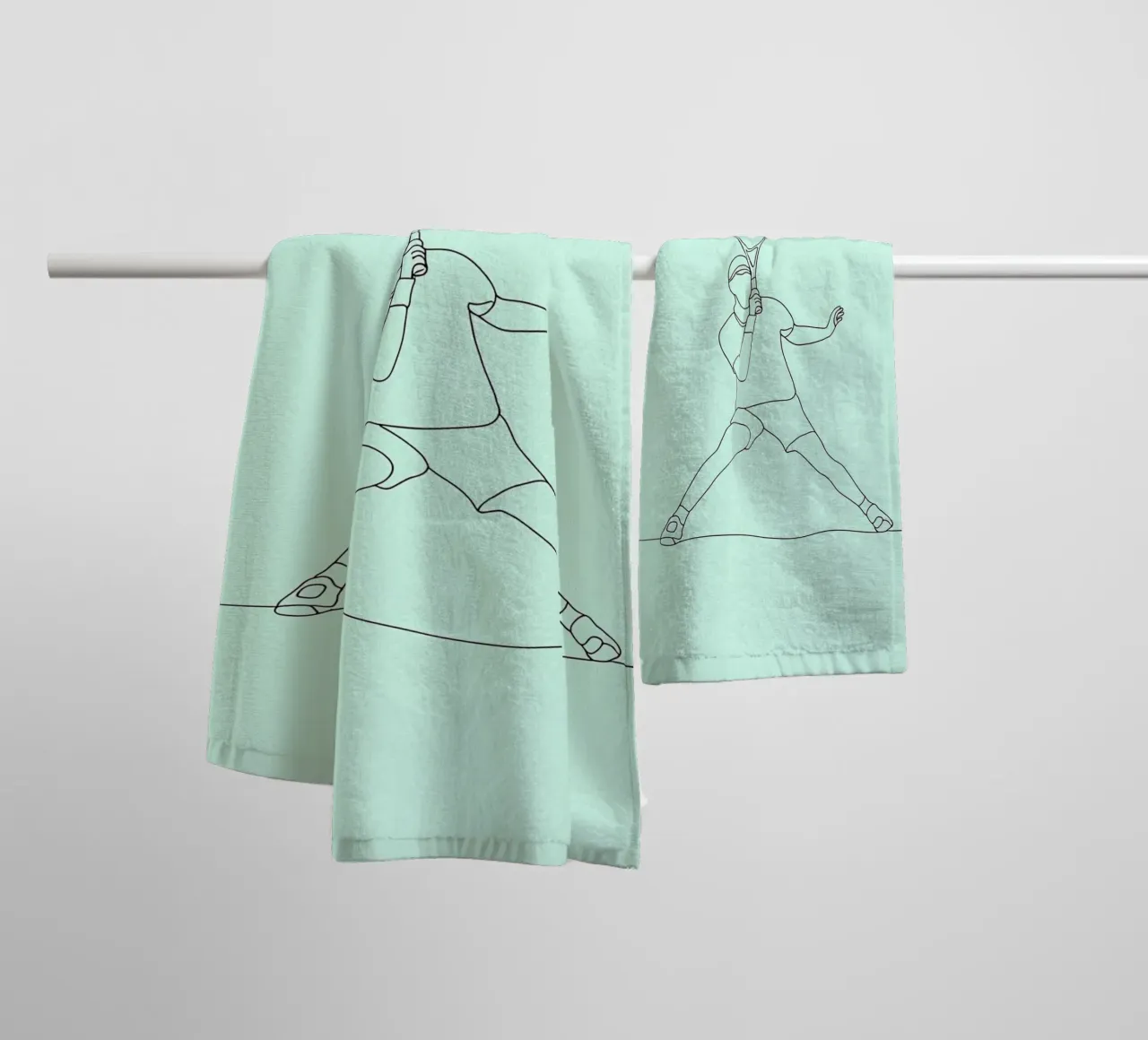 Tennis Player Minimalist Line Art Drawing towel by Viv Line Art