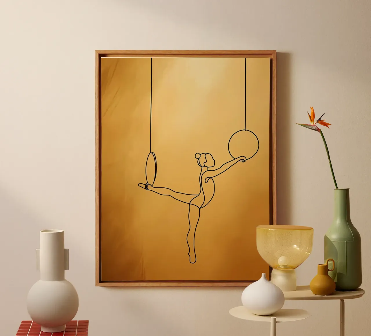 Acrobat Line Art minimalista tela con Cornice a cassetta da Viv Line Art