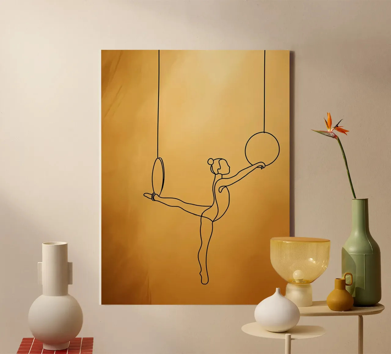 Acrobat Line Art minimalista tela con Cornice a cassetta da Viv Line Art