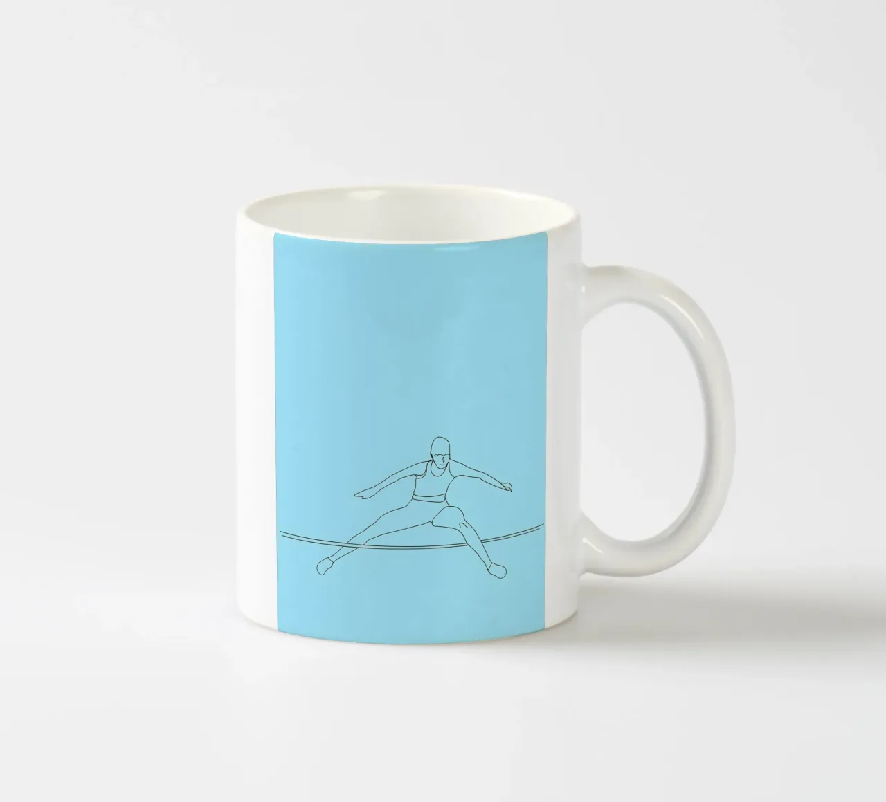 Ginnasta che salta sulla corda Line Art minimalista tazza in ceramica da Viv Line Art