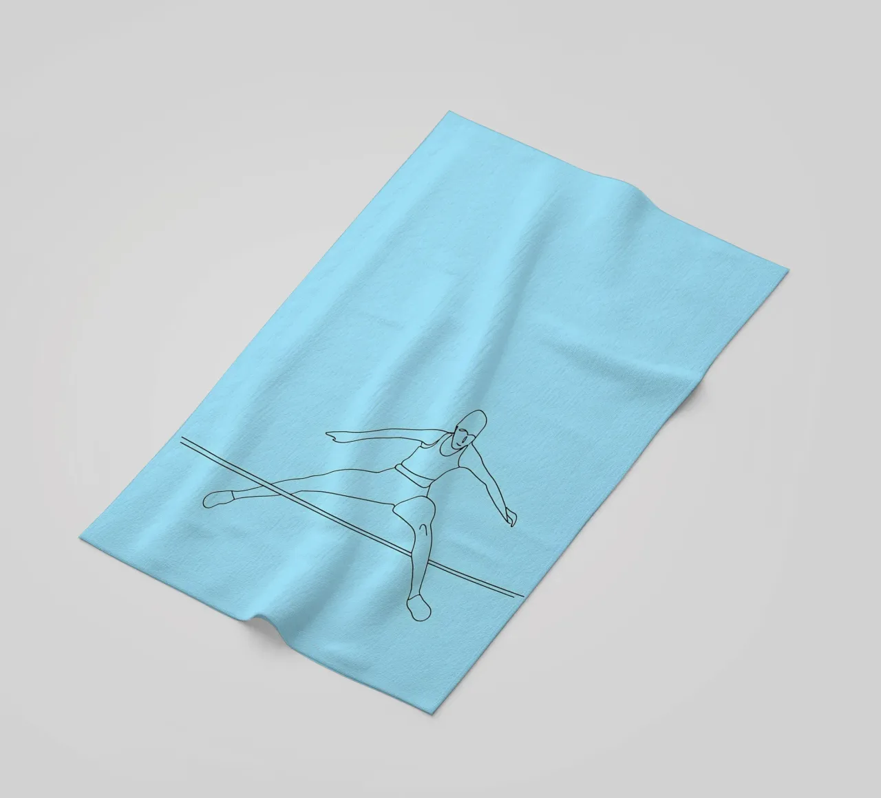 Ginnasta che salta sulla corda Line Art minimalista telo mare da Viv Line Art
