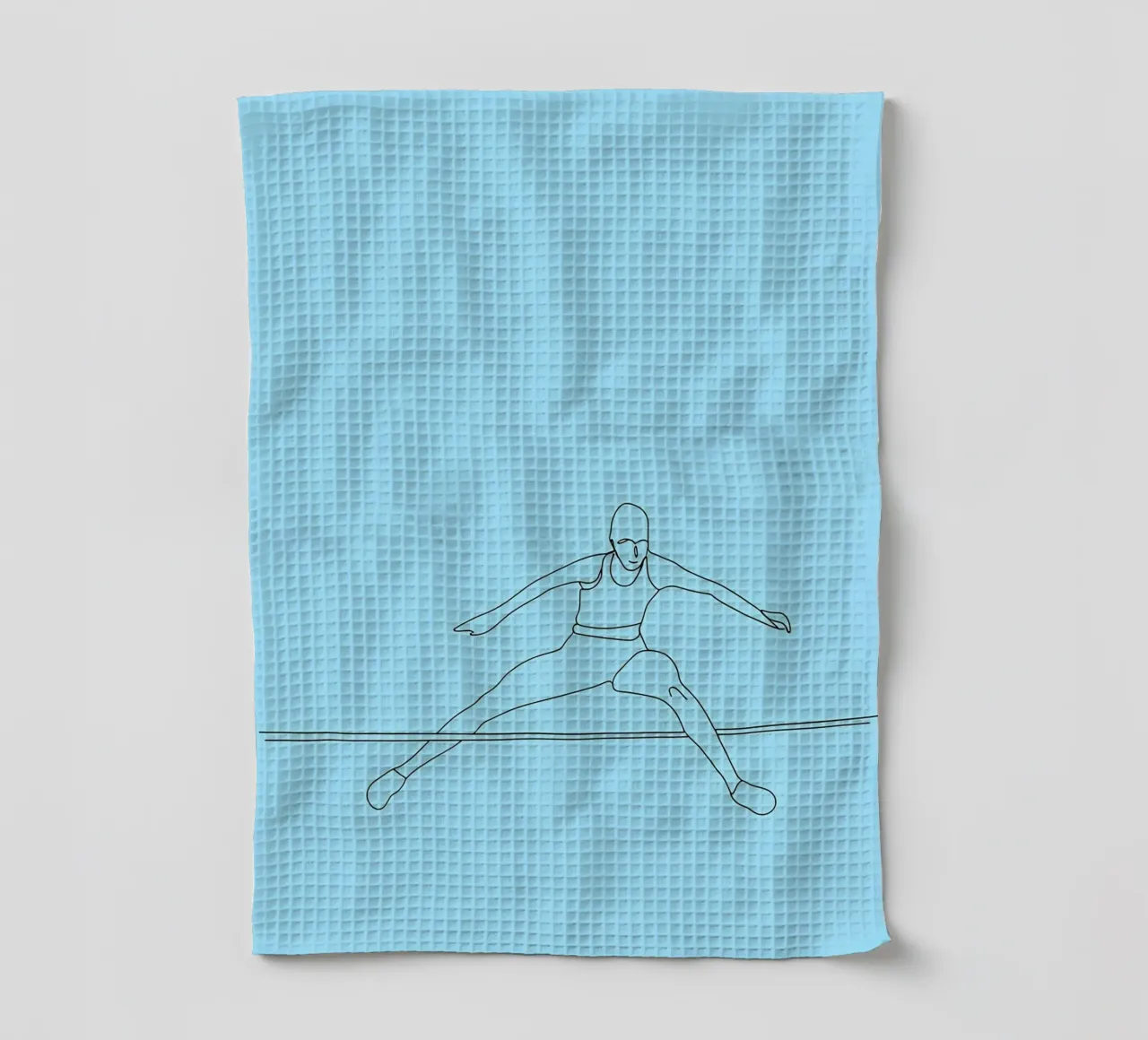 Ginnasta che salta sulla corda Line Art minimalista canovaccio da cucina da Viv Line Art