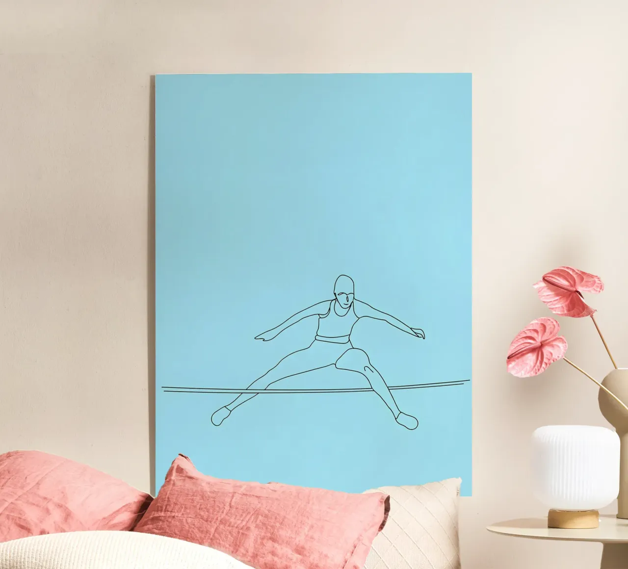 Ginnasta che salta sulla corda Line Art minimalista plexiglass da Viv Line Art