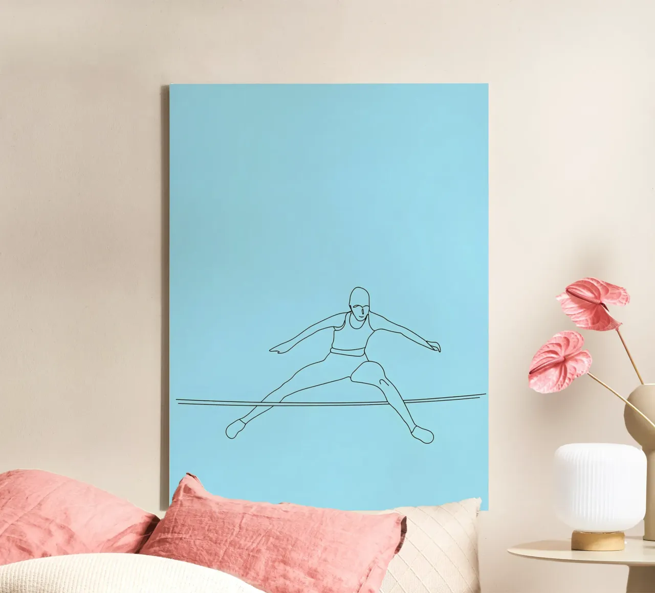 Gymnast Jumping Over Rope Minimalist Line Art canvas with Floater frame by Viv Line Art