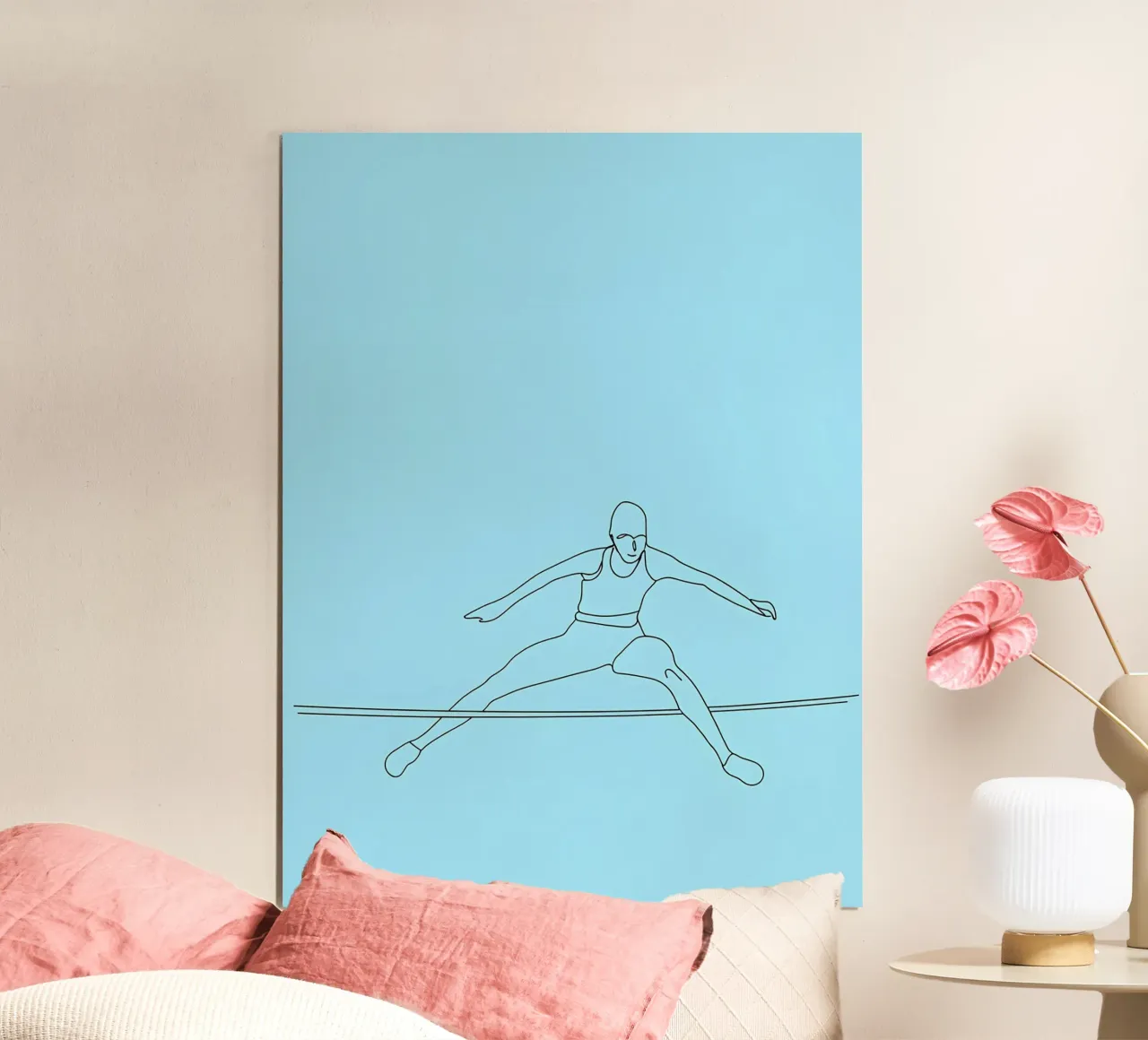 Ginnasta che salta sulla corda Line Art minimalista carta hahnemühle da Viv Line Art