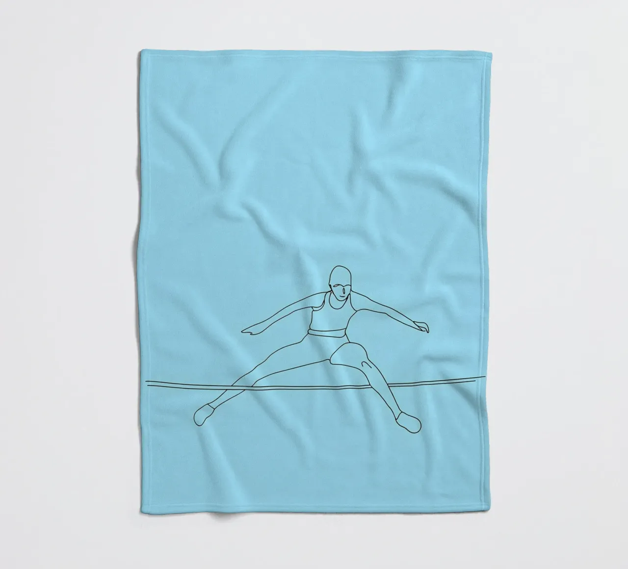Ginnasta che salta sulla corda Line Art minimalista coperta in pile da Viv Line Art