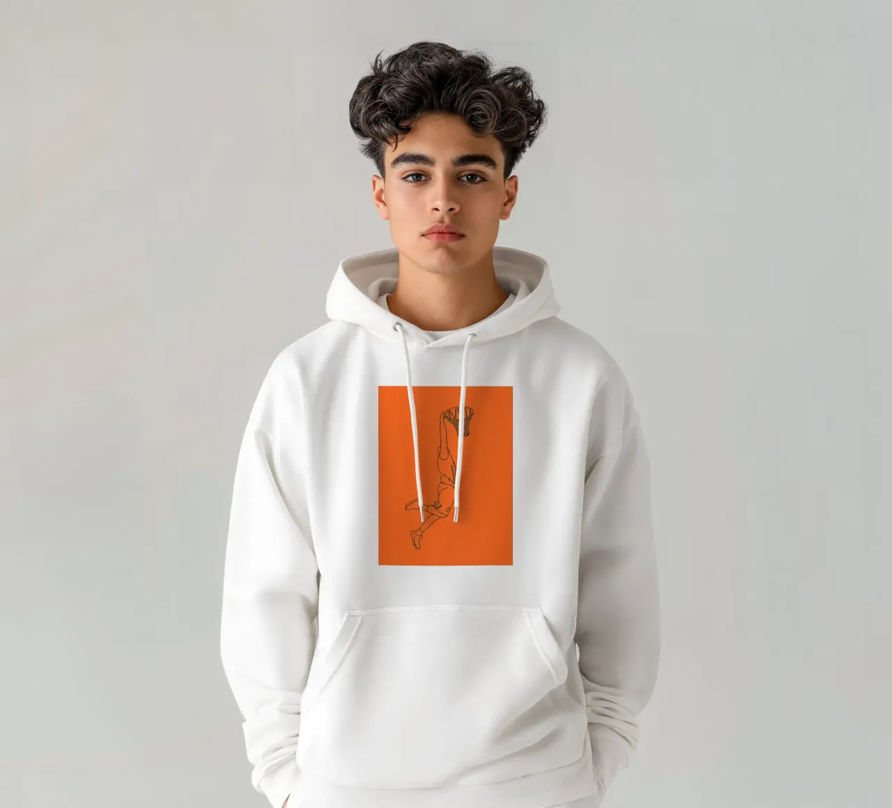 Giocatore di pallacanestro Line Art minimalista felpa con cappuccio da Viv Line Art