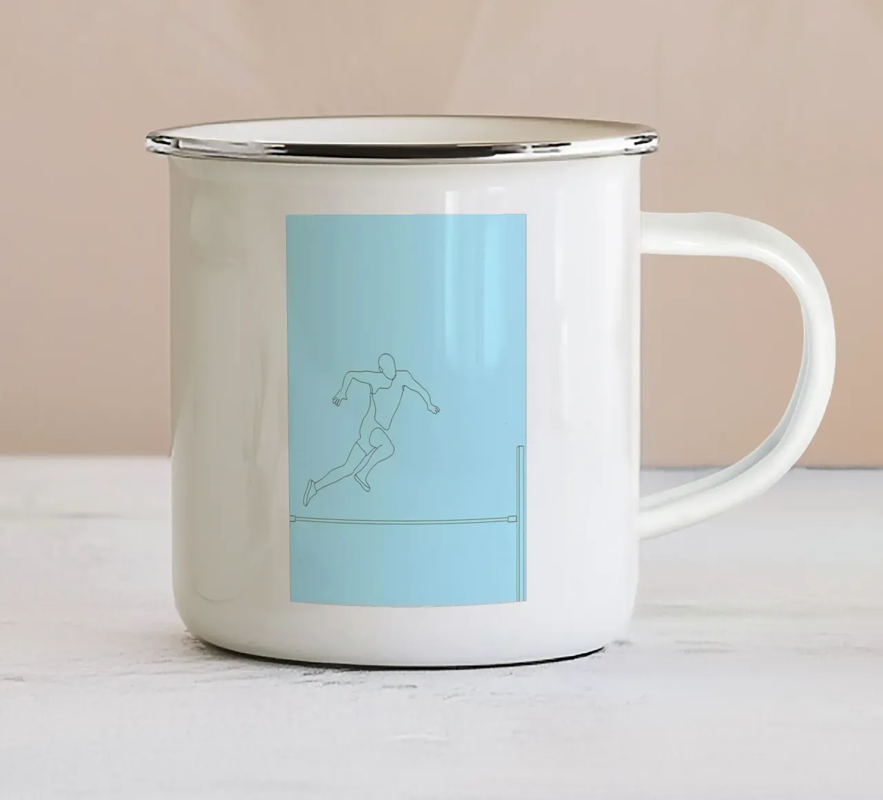 Linea d'arte minimalista di Hurdler tazza in smalto da Viv Line Art