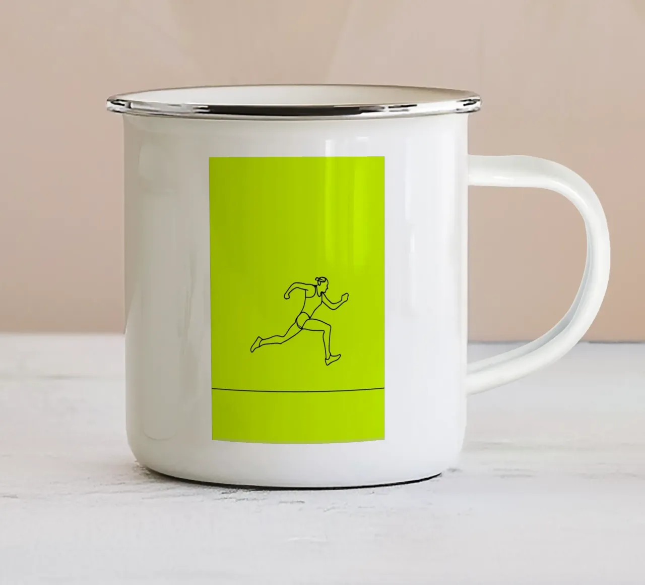 Atleta corridore Line Art minimalista tazza in smalto da Viv Line Art