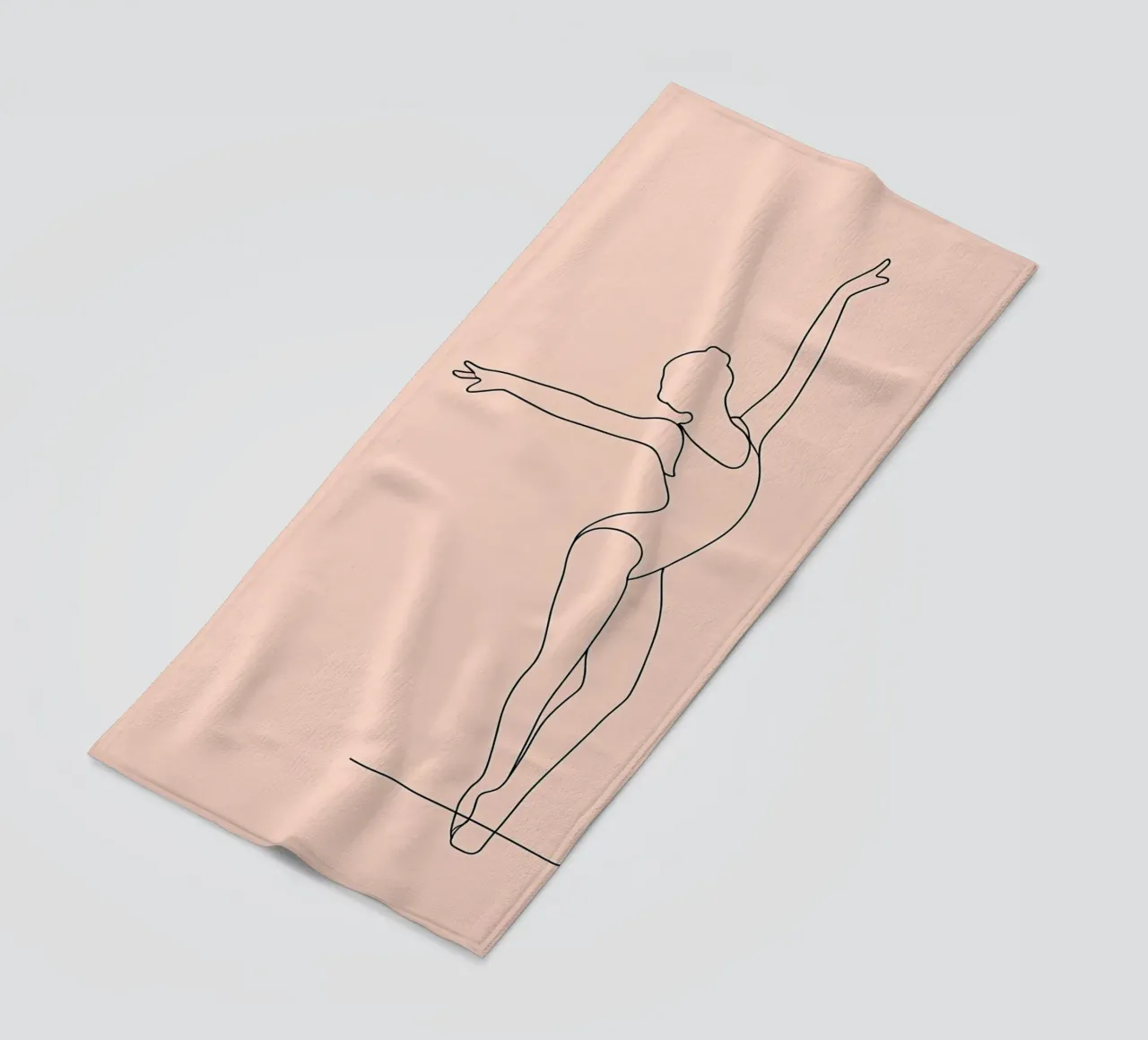 Ballerina Minimalist Line Art Drawing beach towel by Viv Line Art