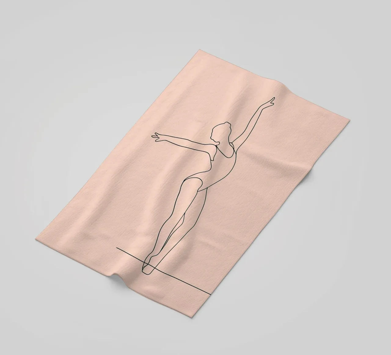 Ballerina Minimalist Line Art Drawing beach towel by Viv Line Art