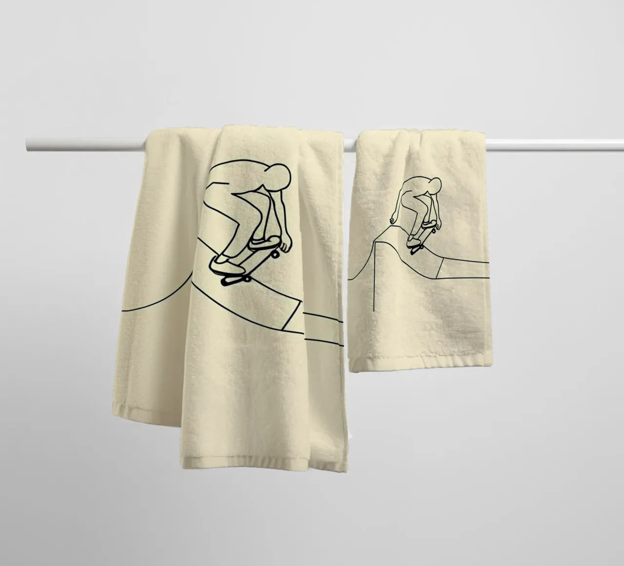 Skateboarder Minimalist Line Art towel by Viv Line Art