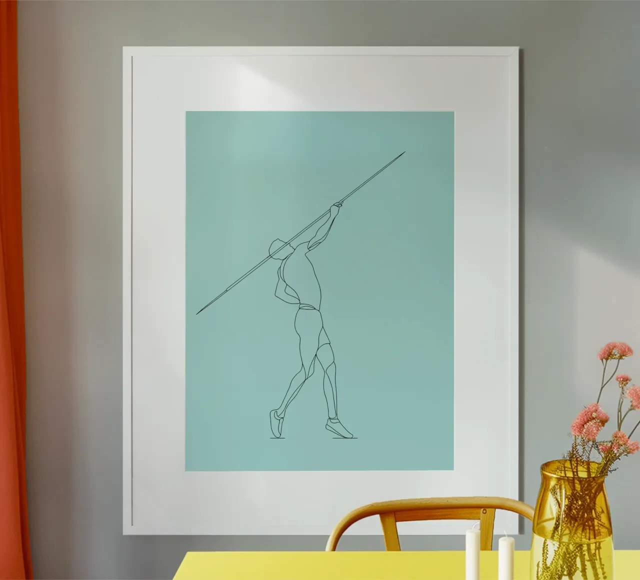 Lanceur de javelot Art linéaire minimaliste poster de Viv Line Art