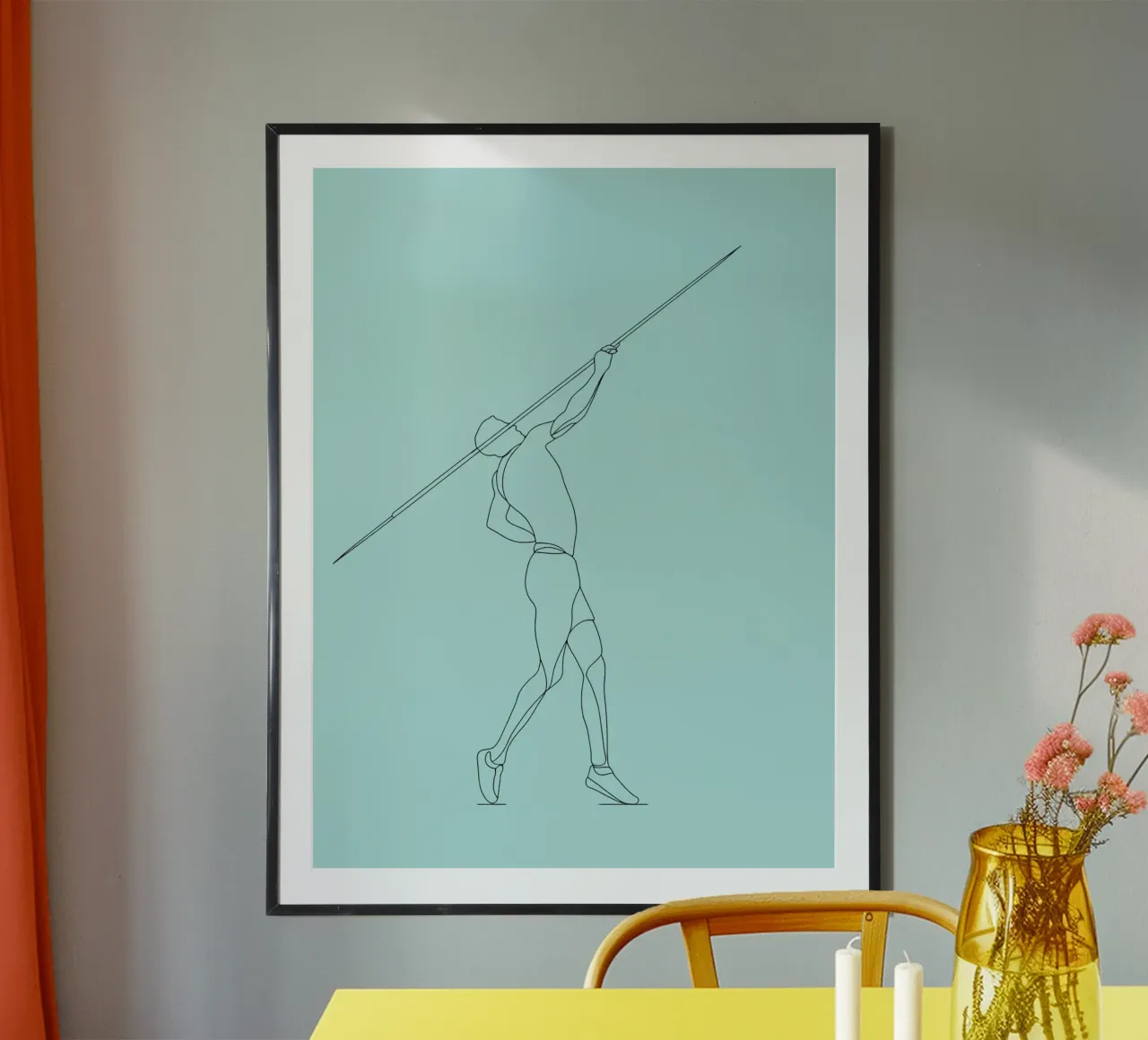 Lanceur de javelot Art linéaire minimaliste poster de Viv Line Art