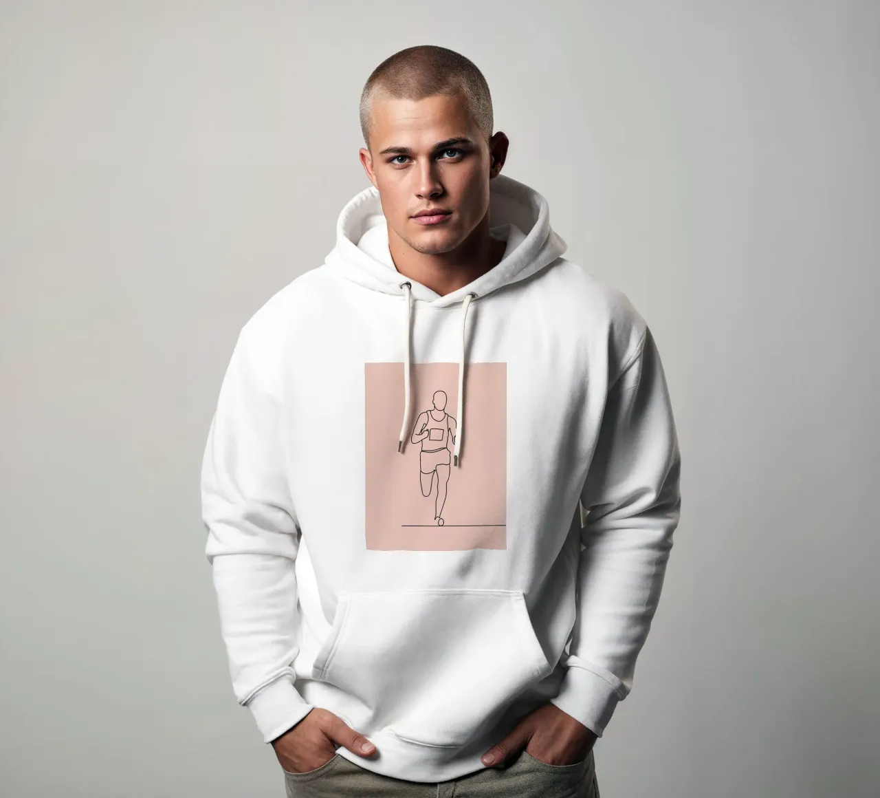 Atleta corridore Line Art minimalista felpa con cappuccio da Viv Line Art