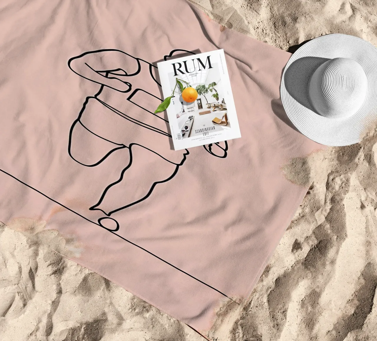Atleta corridore Line Art minimalista telo mare da Viv Line Art