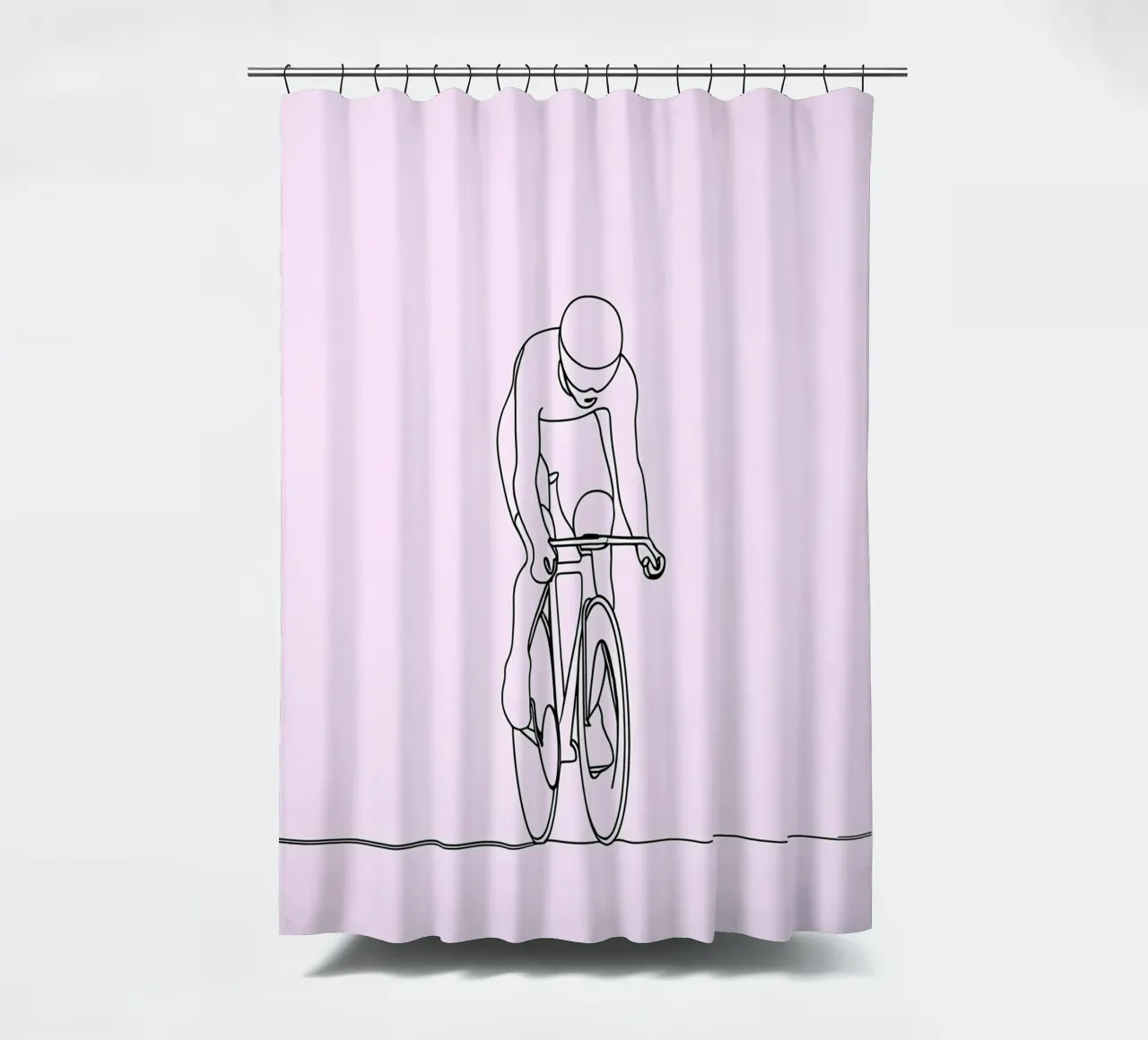 Line art ciclista minimalista tenda da doccia da Viv Line Art